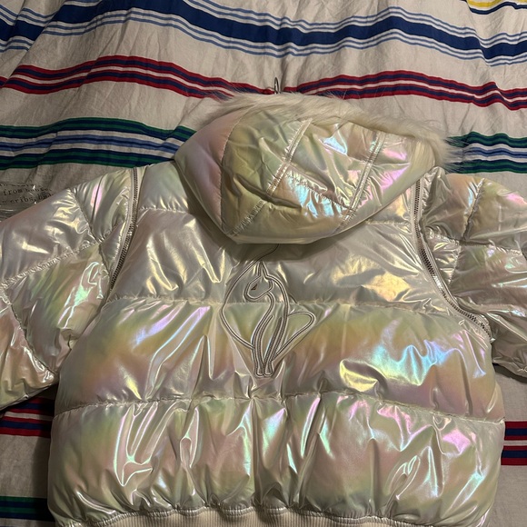 Baby Phat White Puffer Jacket Iridescent Shine - Picture 2 of 5